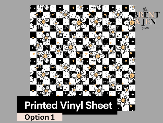 Daisy Checkerboard, Printed Patterned Vinyl