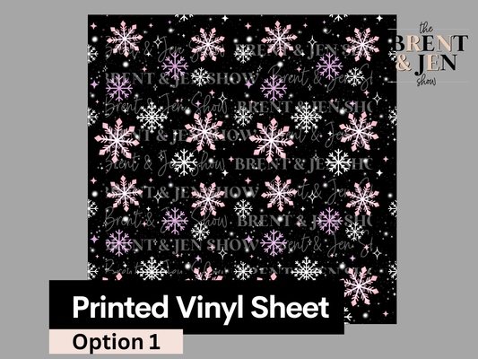 Pink & Purple Snowflakes Christmas Seamless Vinyl Pattern