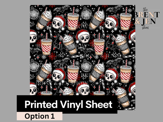 Spooky Christmas Coffee Seamless Vinyl Pattern