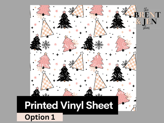 Pink Christmas Tree Seamless Vinyl Pattern