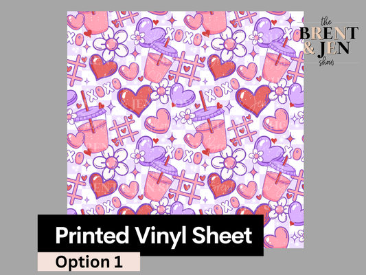 XOXO Heart Flowers Seamless, Printed Patterned Vinyl