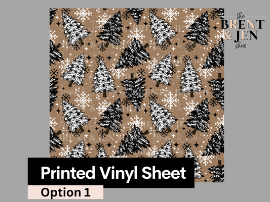 Plaid Winter Trees, Printed Patterned Vinyl