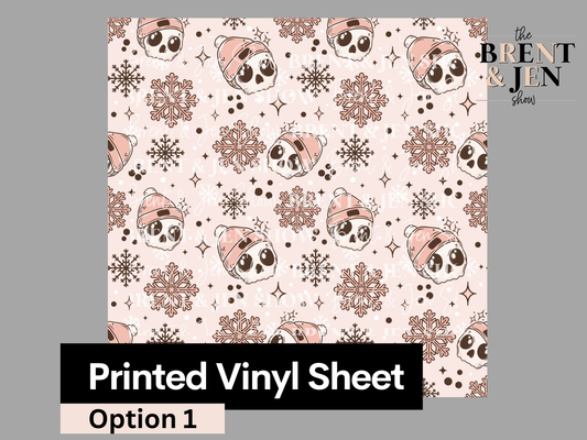 Cozy Winter Skull Seamless Printed Vinyl Pattern