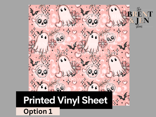 Valetines Day Ghosts, Printed Patterned Vinyl