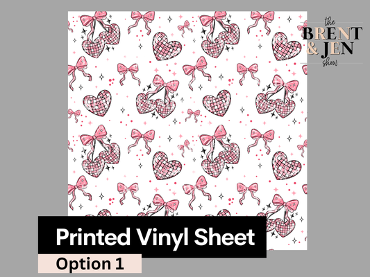 Disco Cherry Hearts, Printed Patterned Vinyl