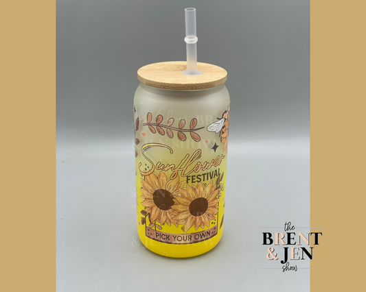 Sunflower Festival 16oz Glass Tumbler