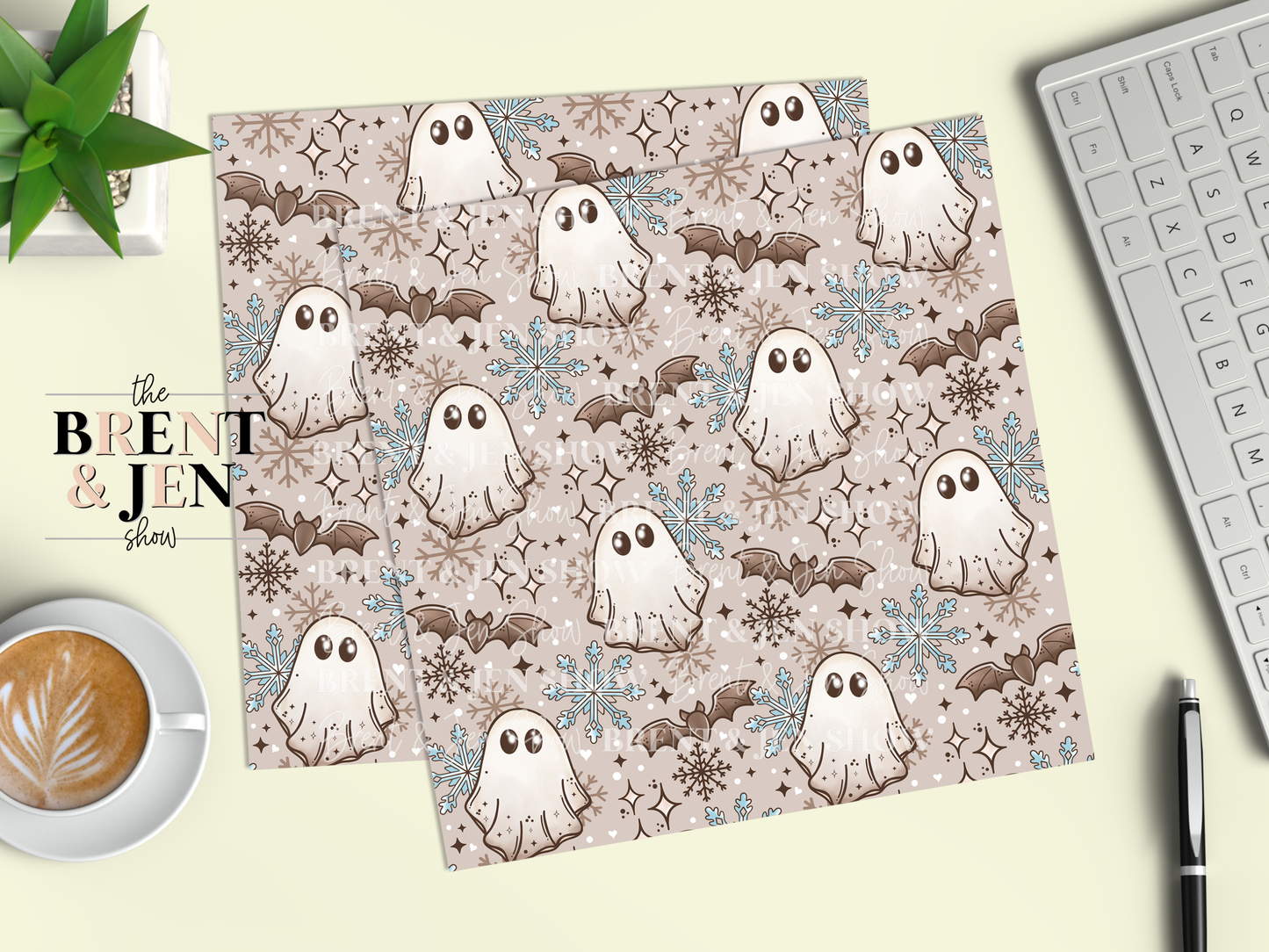 Cute Winter Ghost, Printed Patterned Vinyl