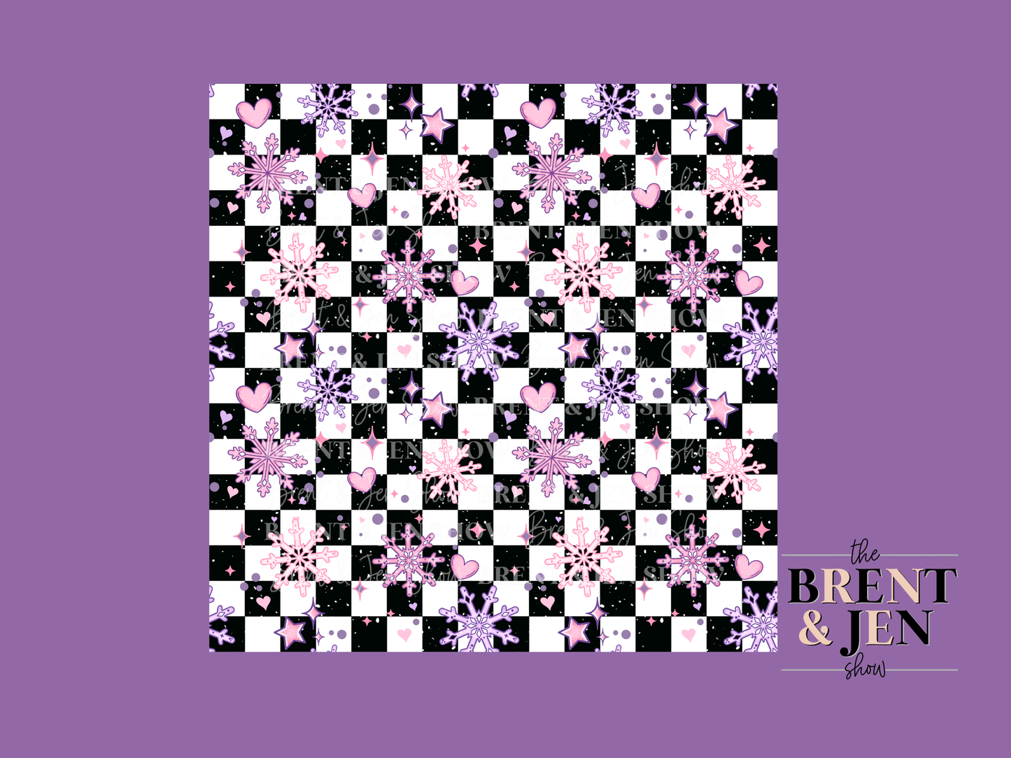 Checkerboard Snowflake Seamless Vinyl Pattern