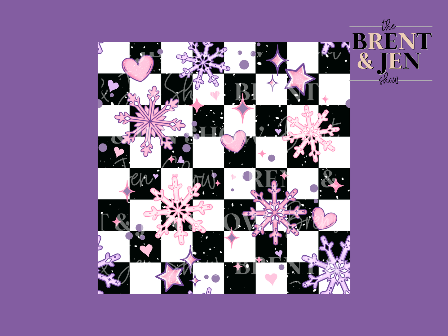 Checkerboard Snowflake Seamless Vinyl Pattern