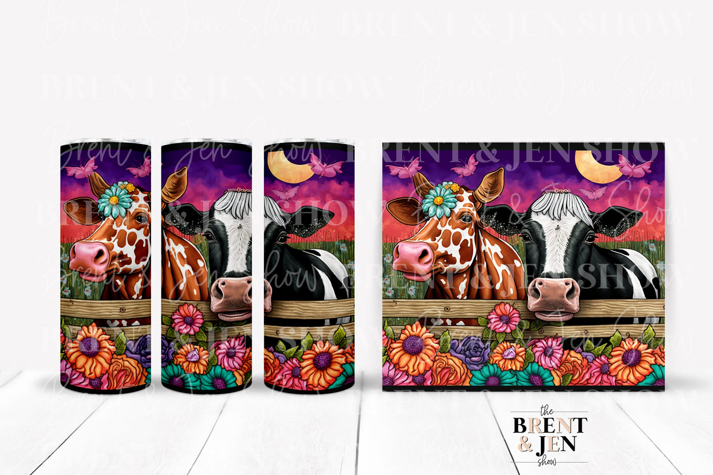 Cute Colorful Cows Sublimation Tumbler