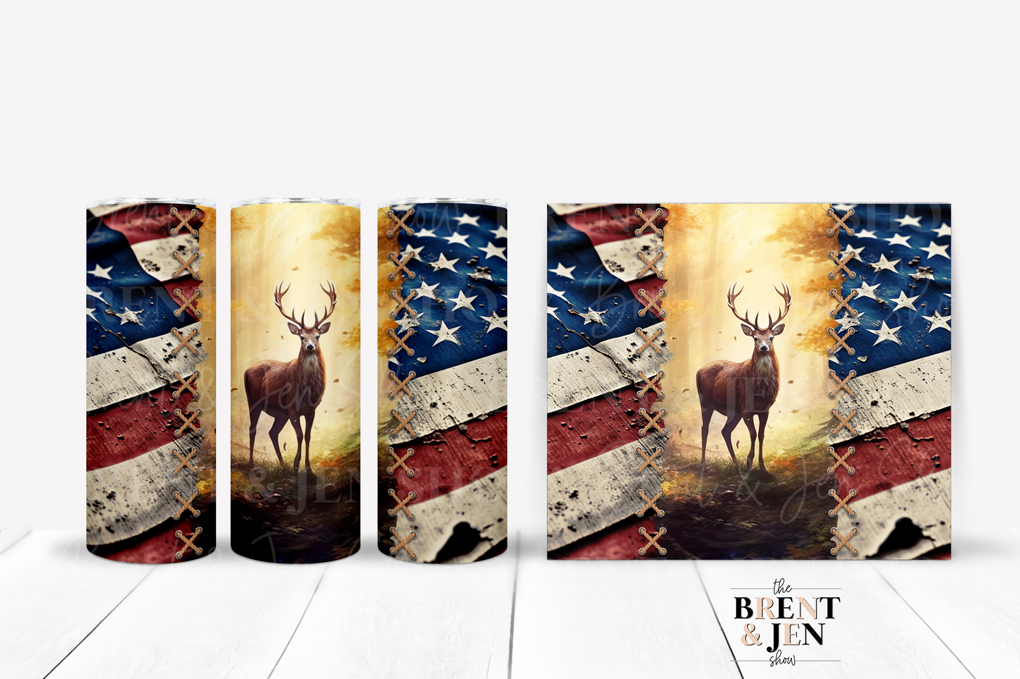 American Flag, Deer Tumbler