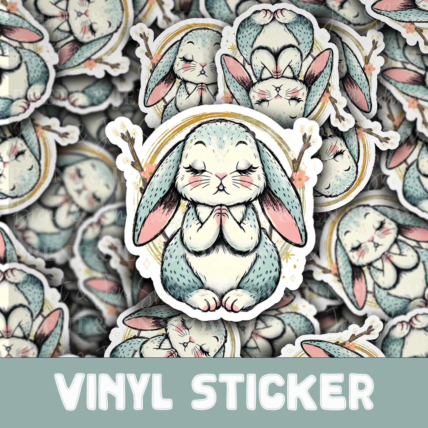 Praying Easter Bunny Sticker