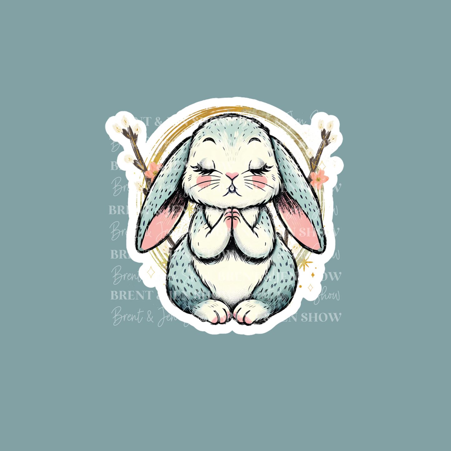 Praying Easter Bunny Sticker