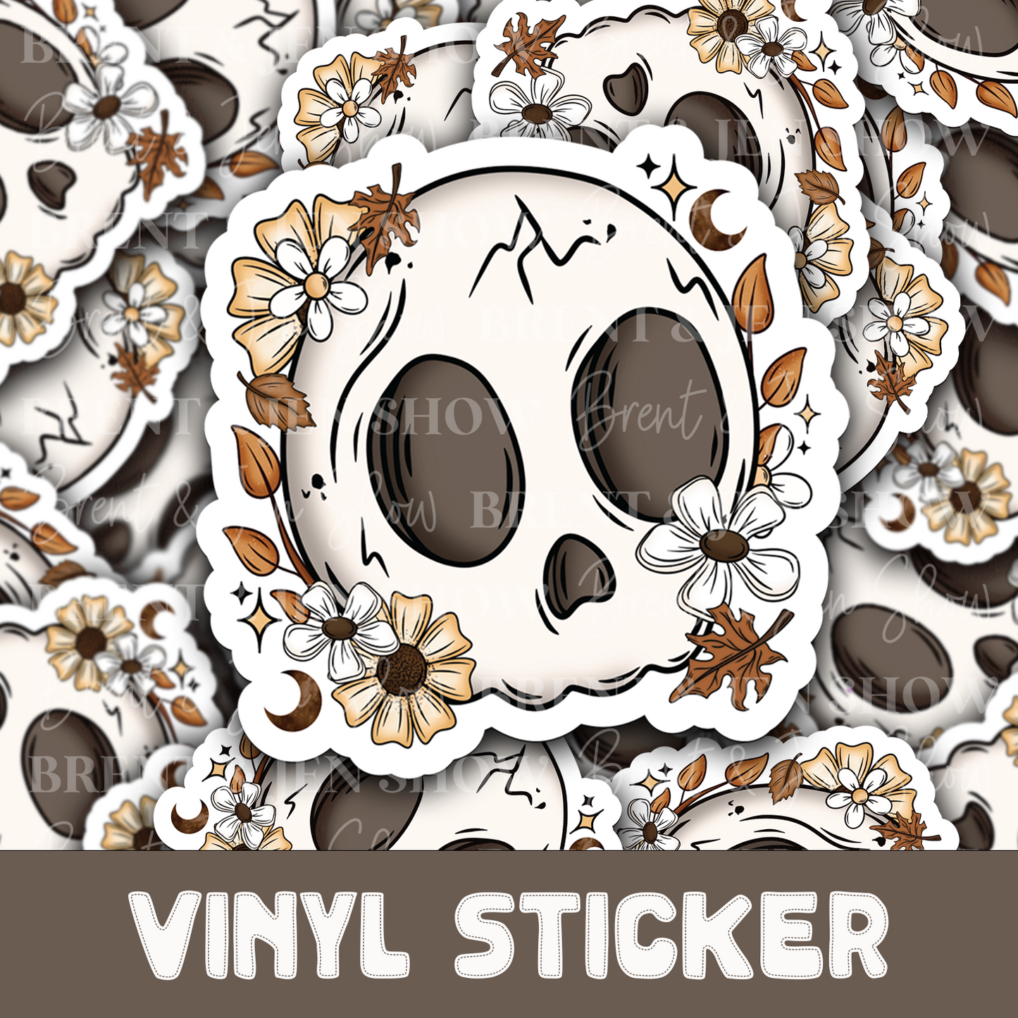 Cute Fall Skull Sticker