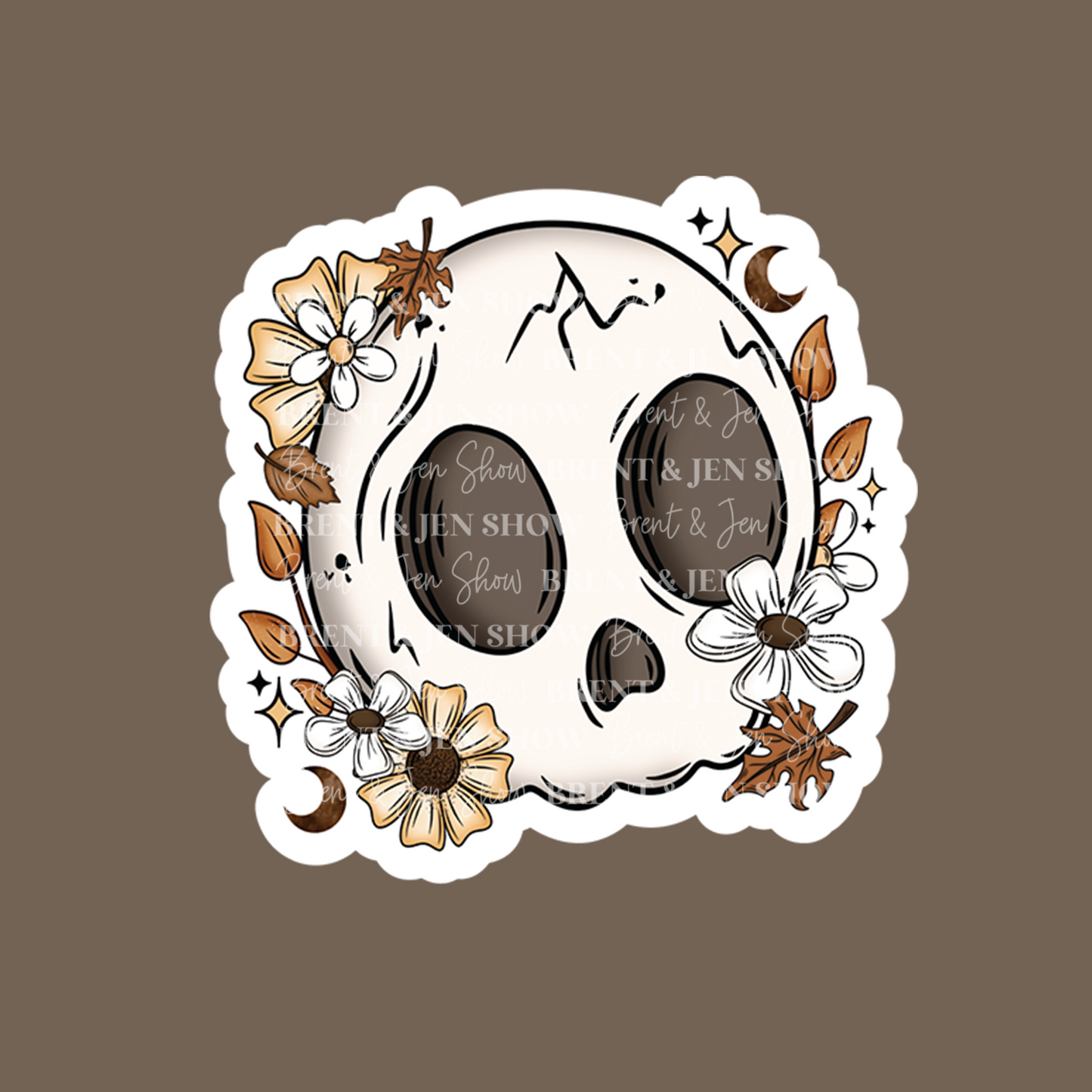 Cute Fall Skull Sticker