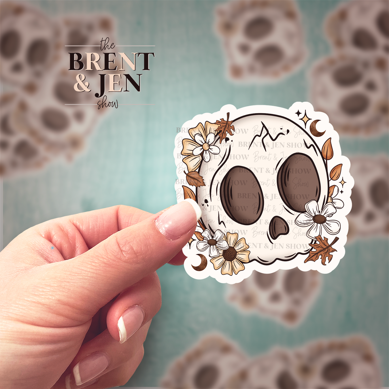 Cute Fall Skull Sticker