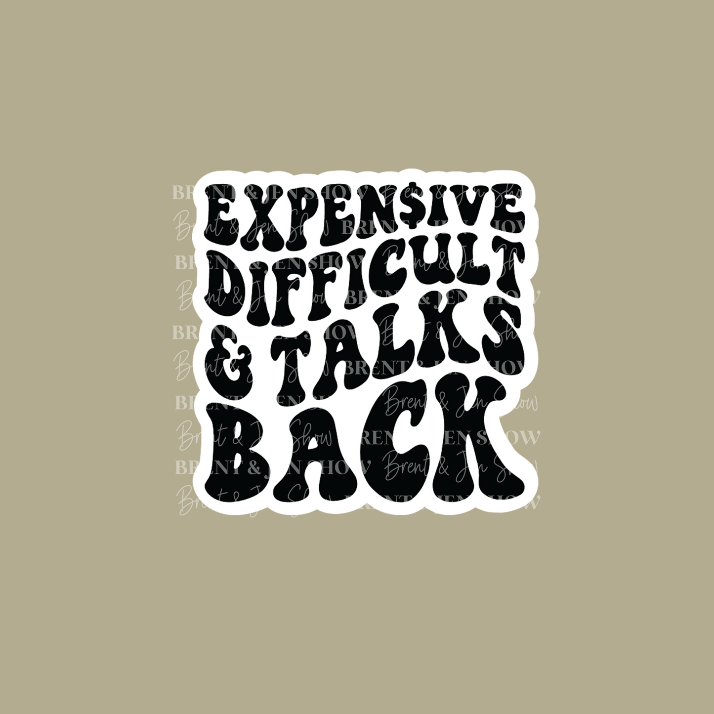 Expensive Difficult and Talks Back Sticker