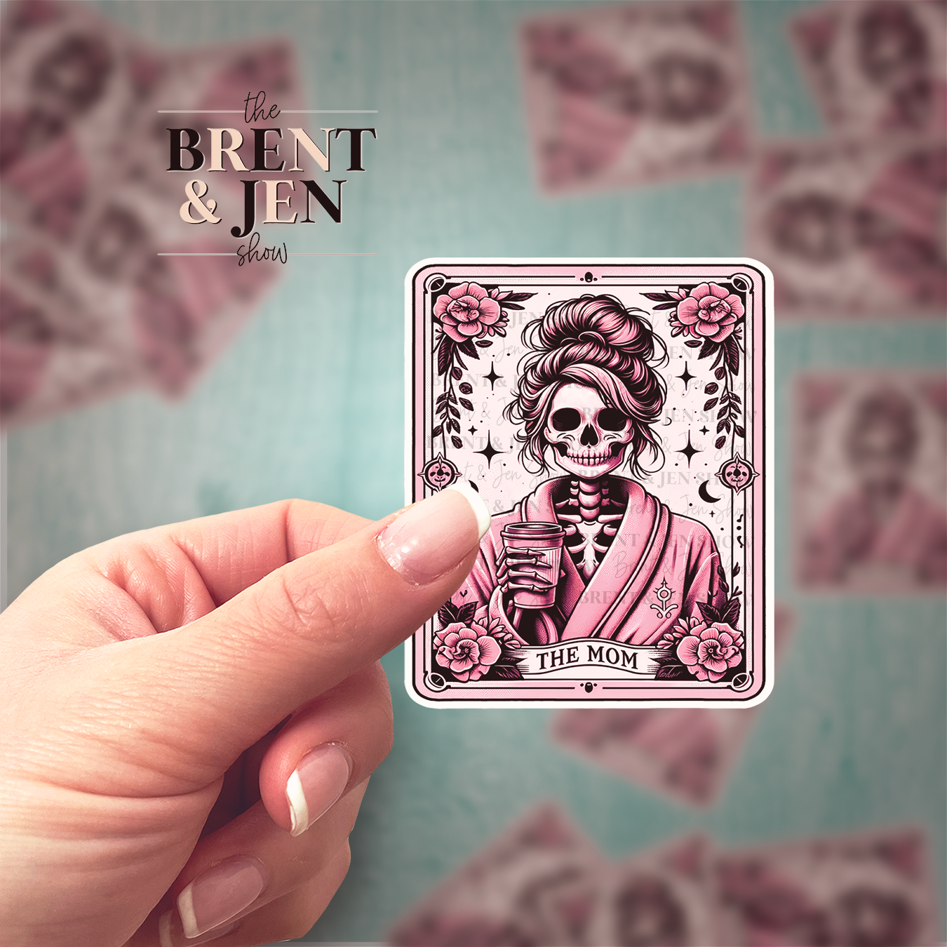 The Mom, Funny Tarot Card Sticker. Skeleton Mom Decal, Cool Popular Sticker, Mom Life, Coffee