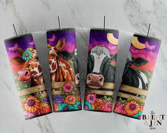 Cute Colorful Cows Sublimation Tumbler