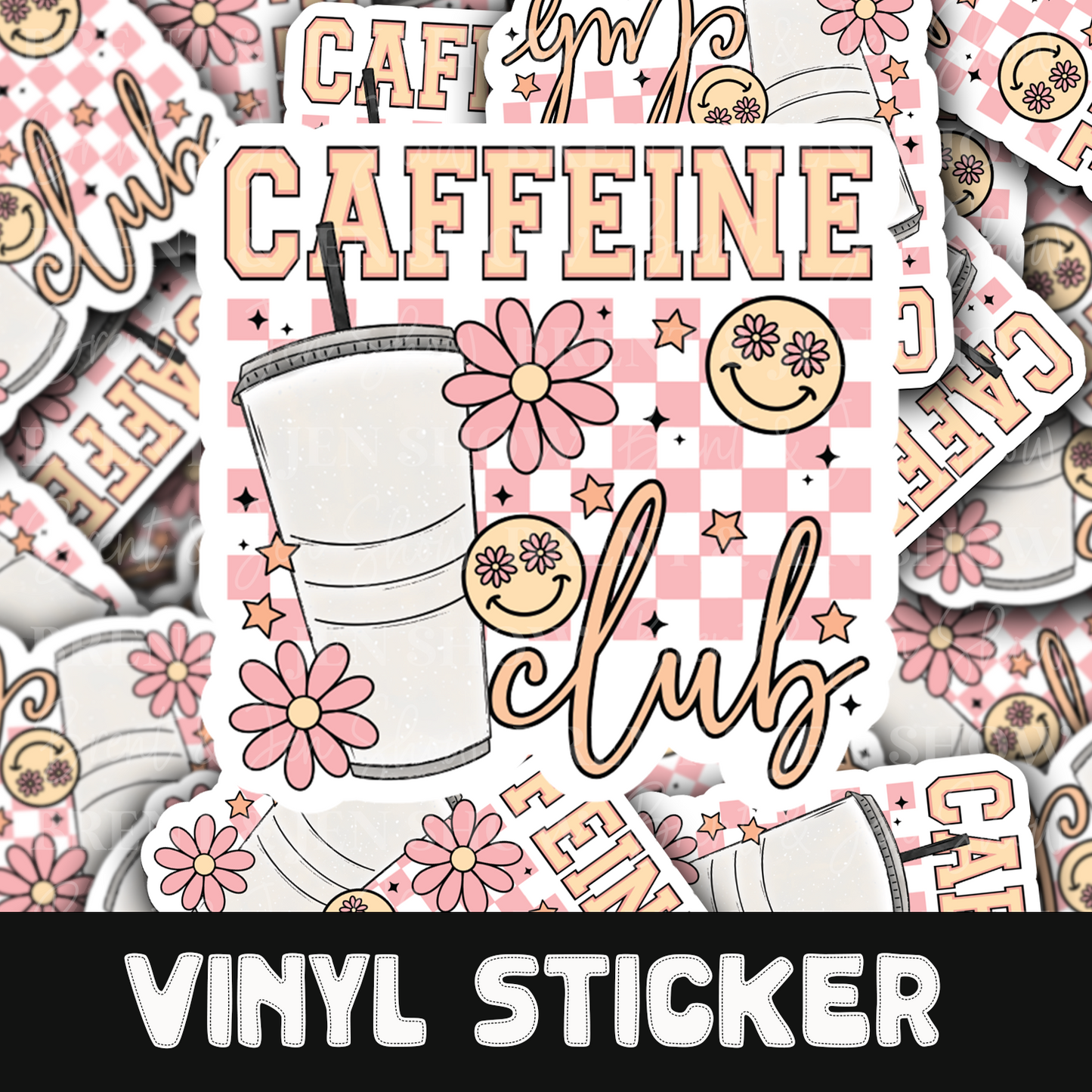 Caffeine Club, Floral Happy Sticker