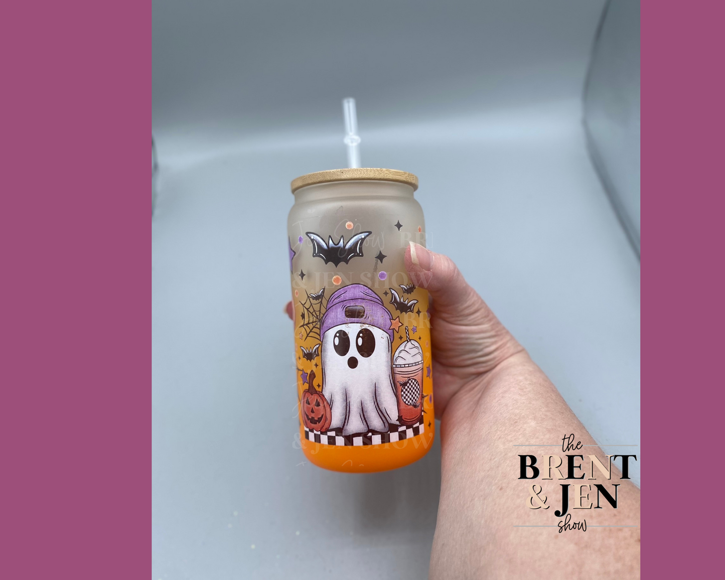 Halloween Ghost Coffee 16oz Glass Tumbler