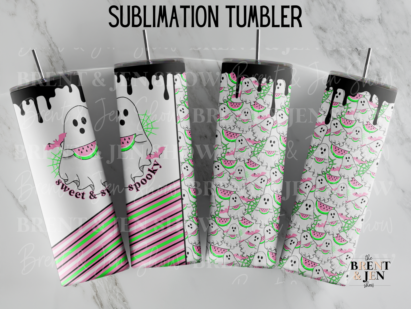 Sweet & Spooky Watermelon Ghost Tumbler