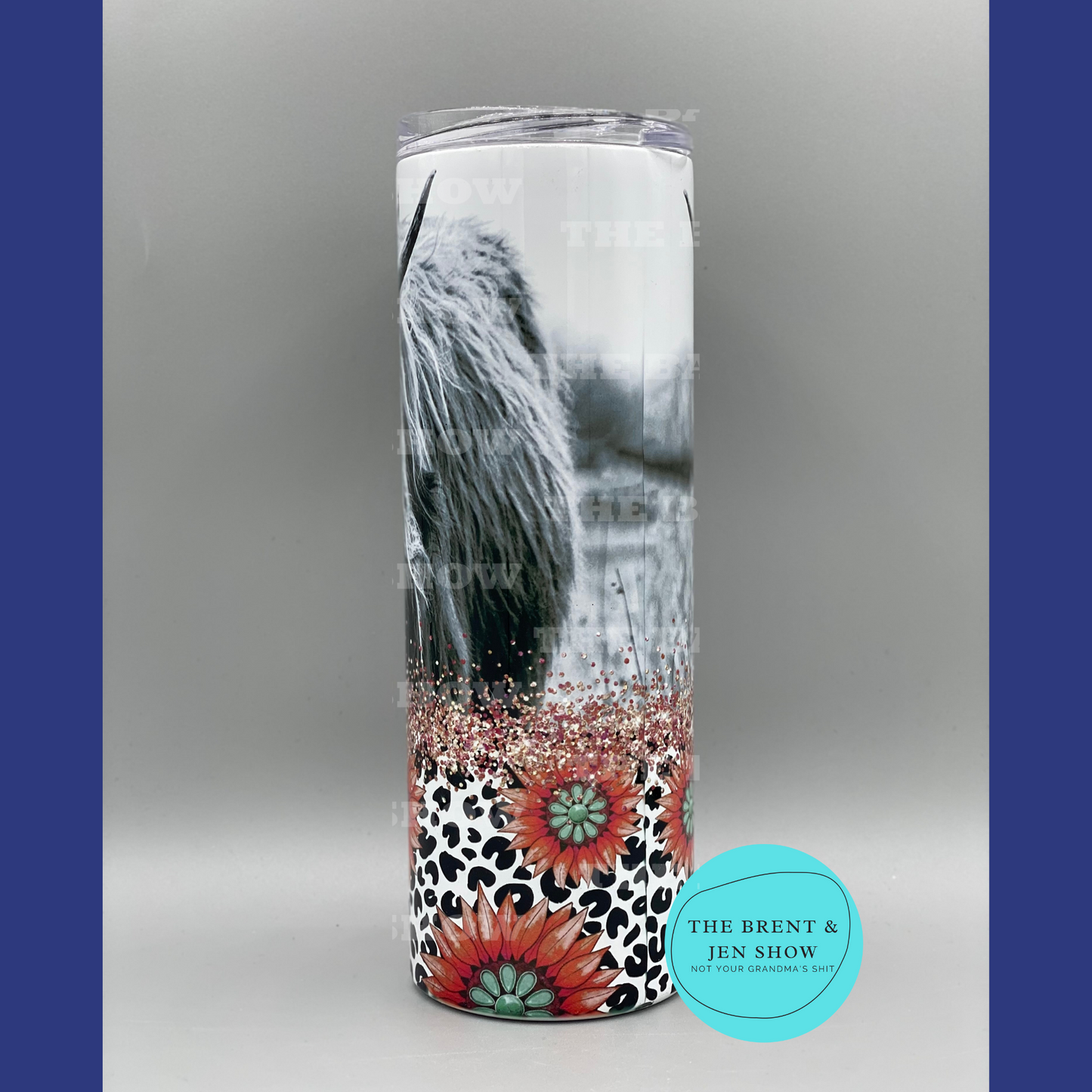 Ready To Ship Highland Cow Floral Sublimation Tumbler 20oz