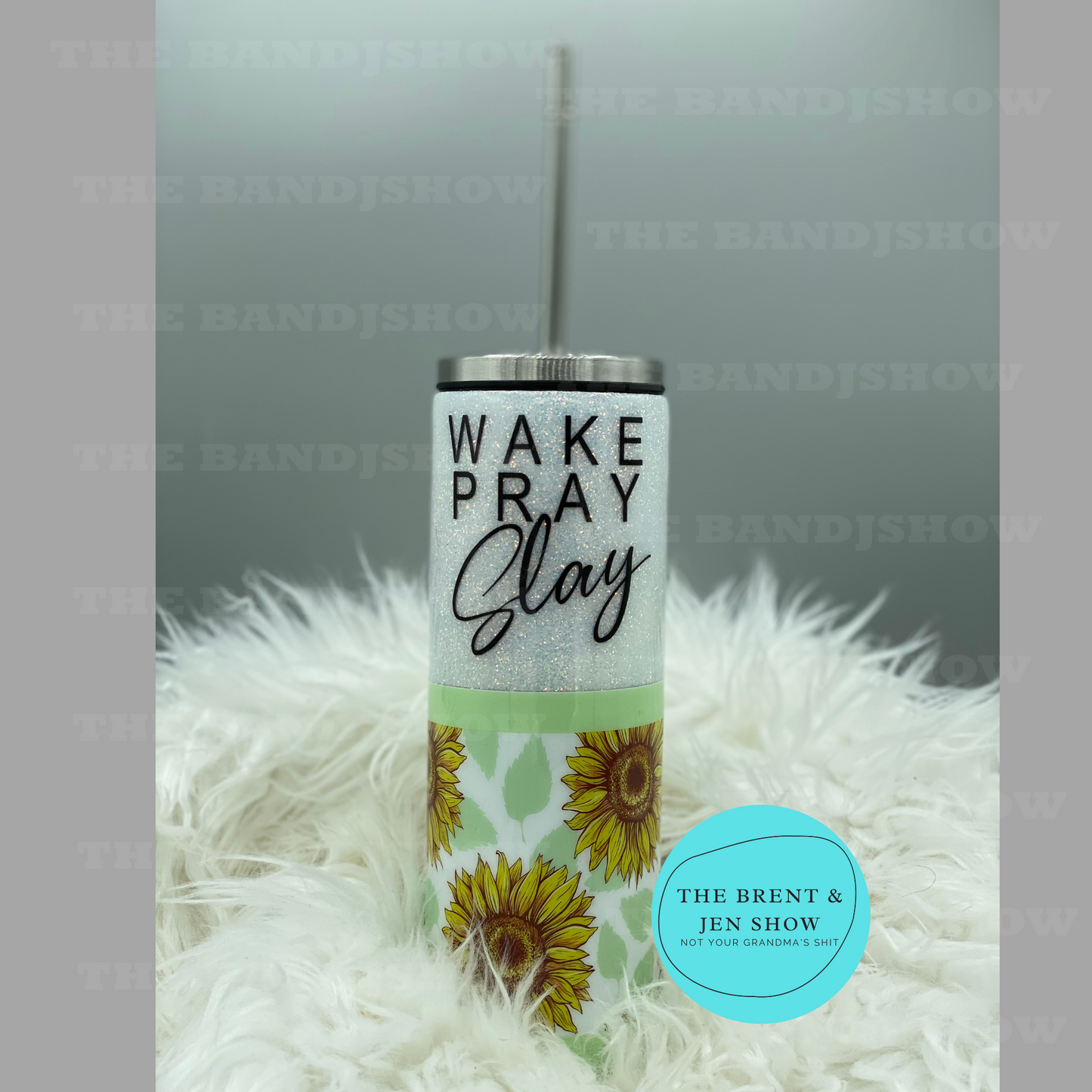 Wake Pray Slay Glitter Tumbler