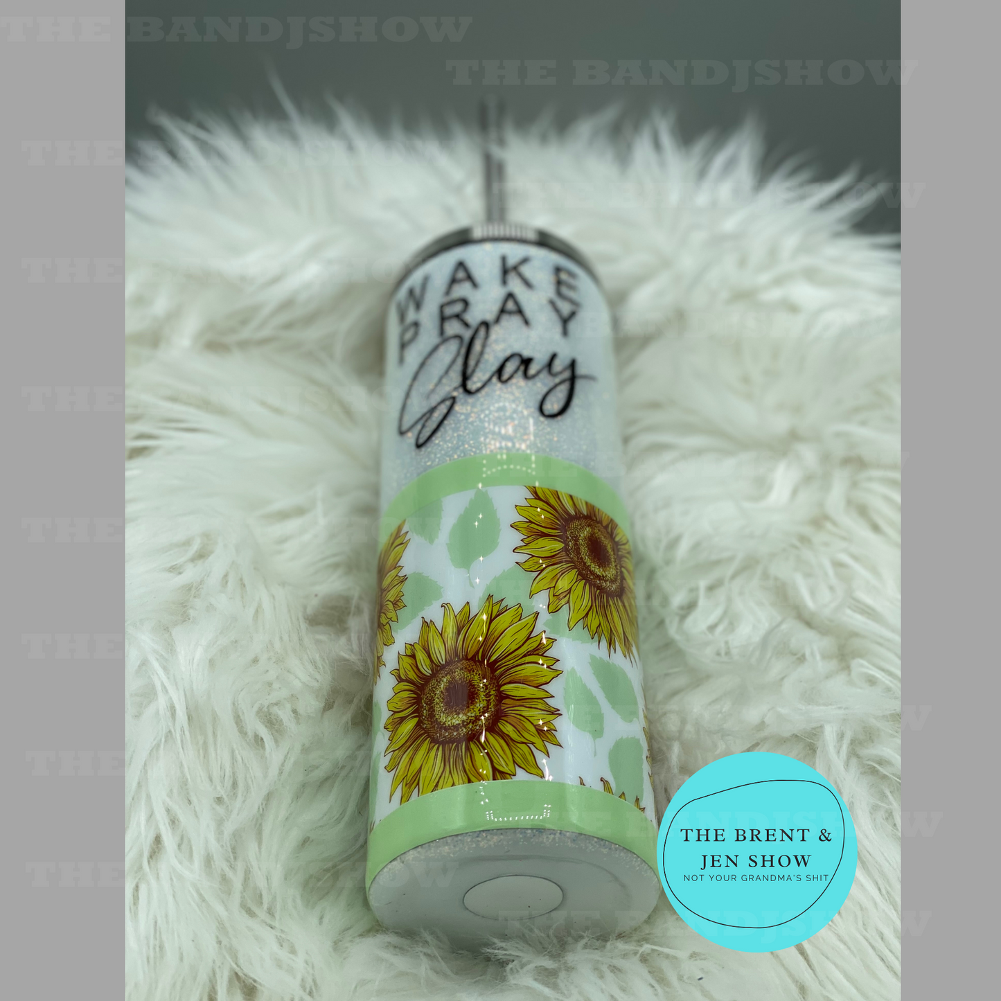 Wake Pray Slay Glitter Tumbler