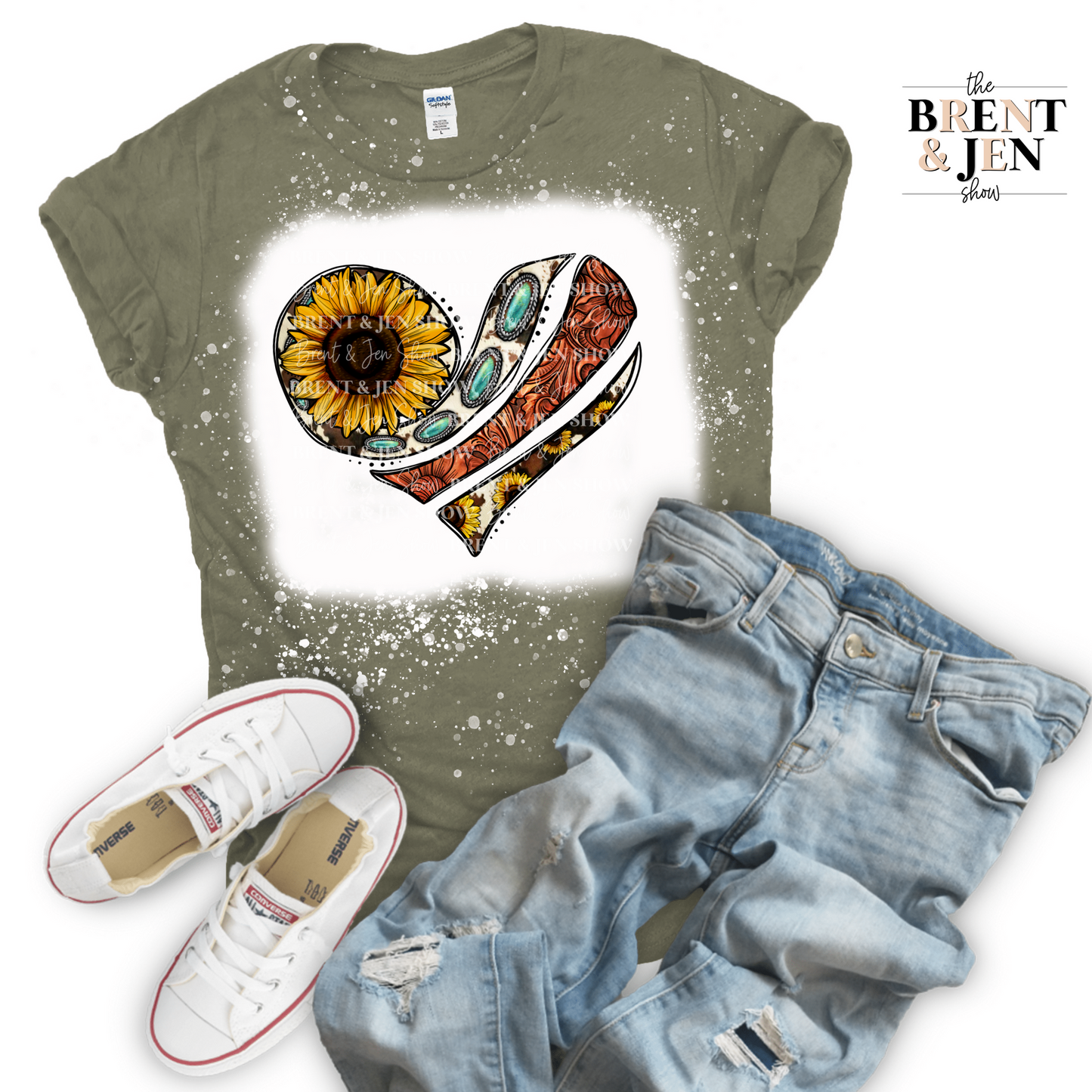 Rustic Sunflower Heart T Shirt