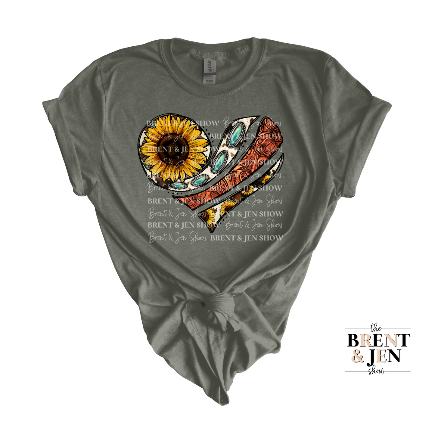 Rustic Sunflower Heart T Shirt