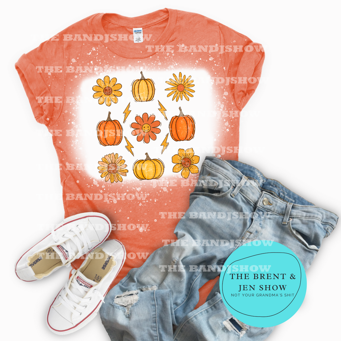 Pumpkin & Flowers Retro Fall T-Shirt