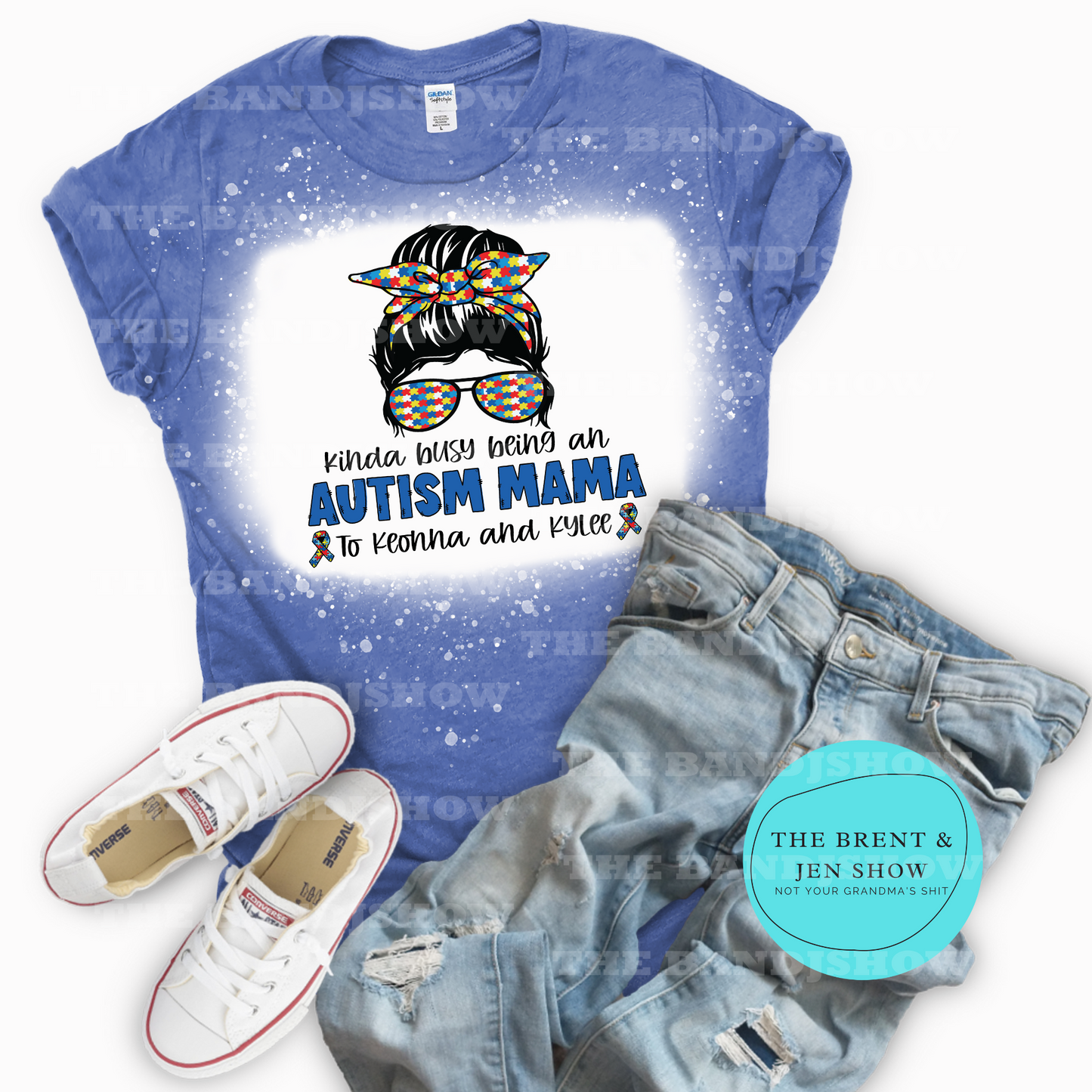 Kinda Busy Being an Autism Mama To (Custom Name) T-Shirt