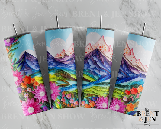 Mountain and Flowers Tumbler