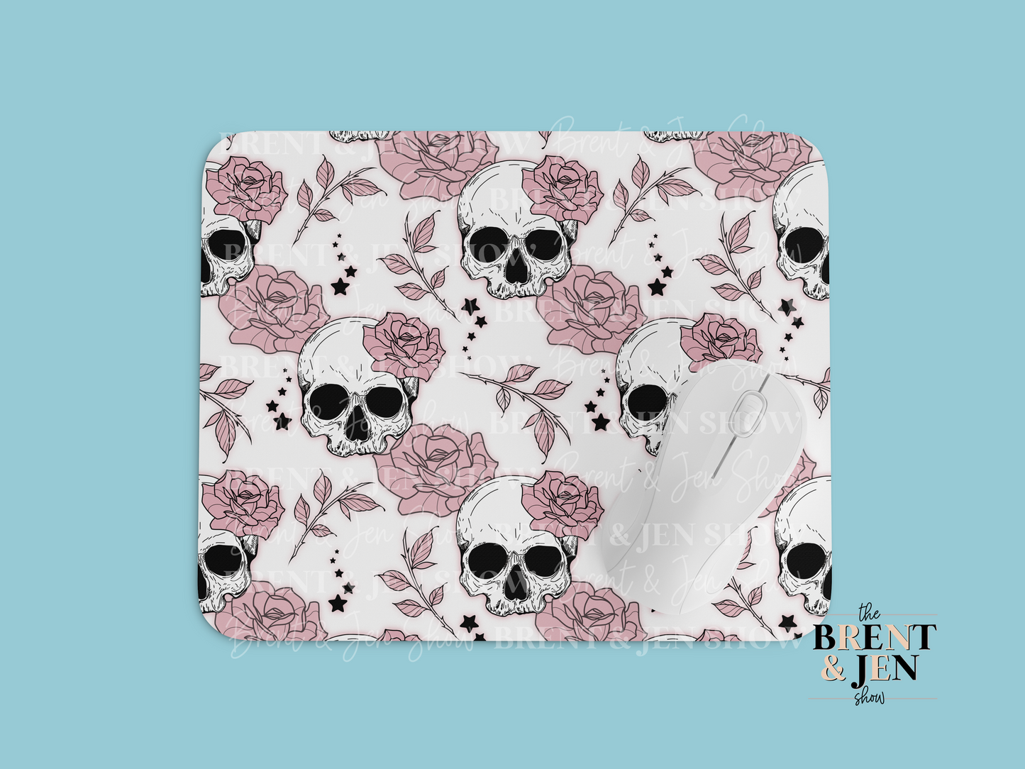 Skull Rose Pattern Mouse Pad