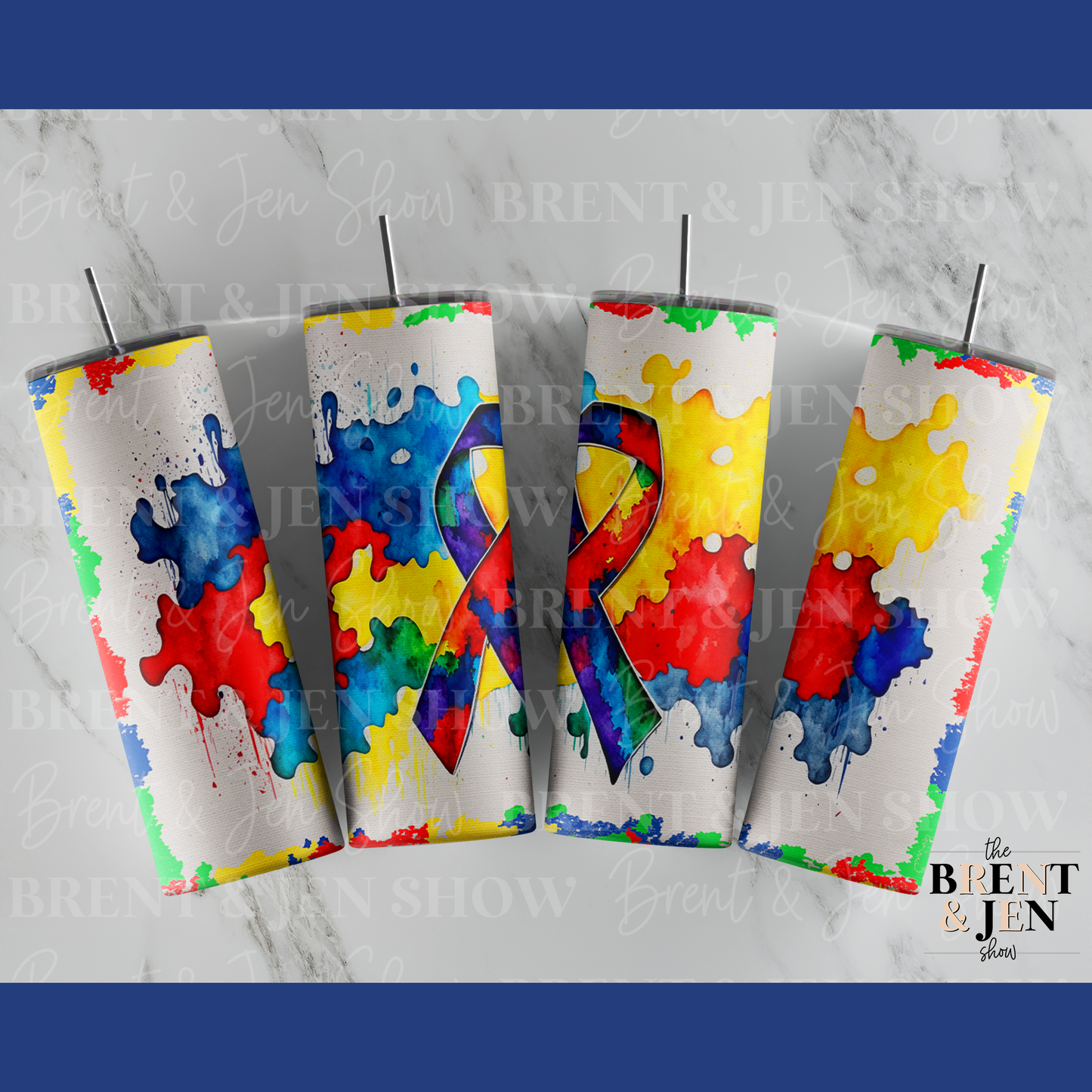 Water Color Autism Ribbon Tumbler