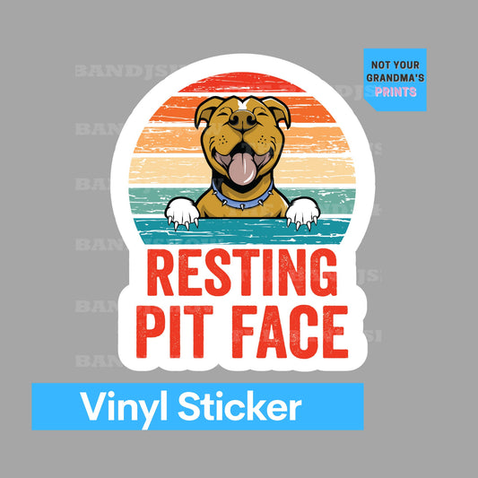 Resting Pit Face- Sticker - Decal - Vinyl Sticker - Decal - Tumblers, Windows, Laptops etc.