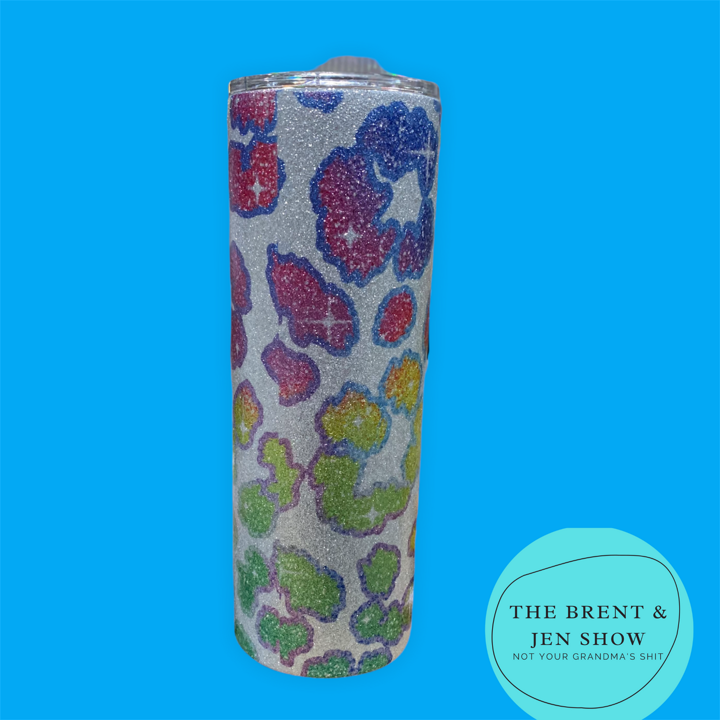 Glitter  Leopard Rainbow Sublimation Tumbler